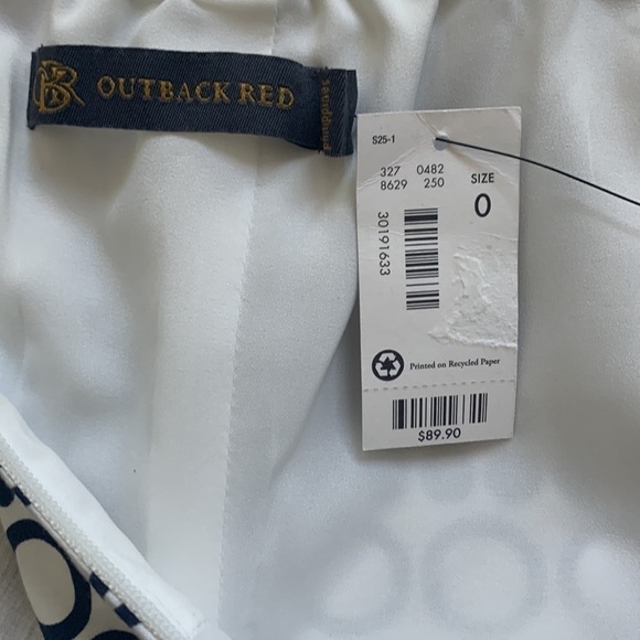 NWT Outback Red Navy and White Geometric Strapless Cocktail Dress Size 0 - Picture 3 of 5